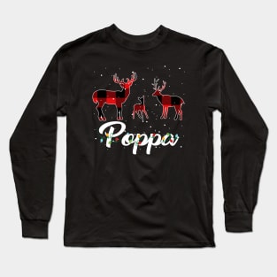 Poppa Reindeer Plaid Pajama Shirt Family Christmas Long Sleeve T-Shirt